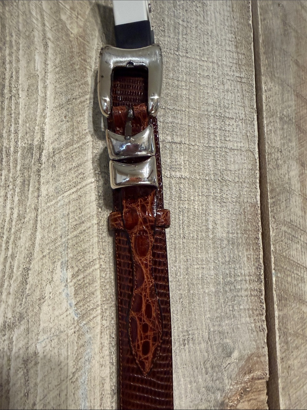 Vintage Genuine Crocodile Western Ranger Belt Size 38 Made in Spain Style M2804